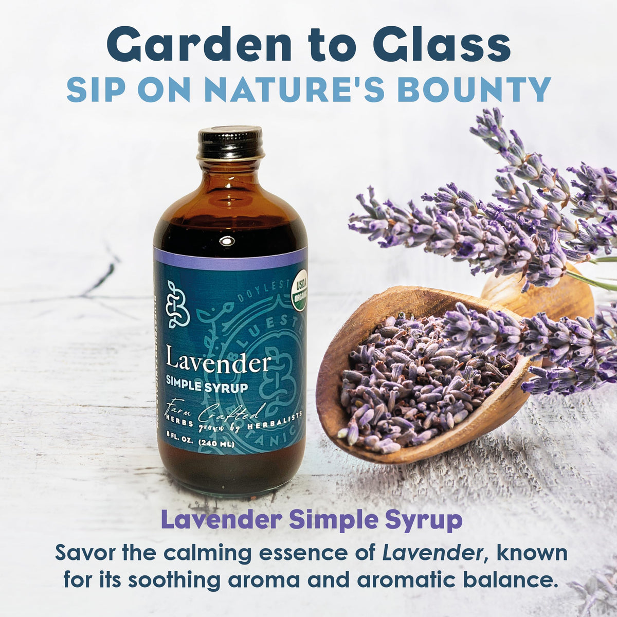Bluestem Botanicals Organic Lavender Simple Syrup – 8 oz for Cocktails & Mocktails