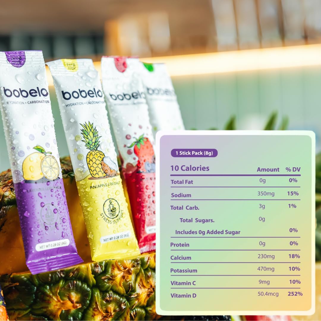 Bobelo Self Carbonating Hydration Packets – Variety 40 Pack | Sparkling Water & Sugar Free Electrolyte Drink Mix