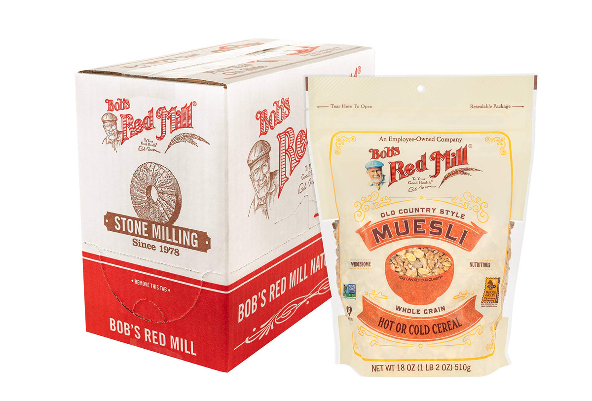 Bob's Red Mill Old Country Style Muesli, 18oz (Pack of 4) – Non-GMO, Whole Grain, Vegan, Kosher