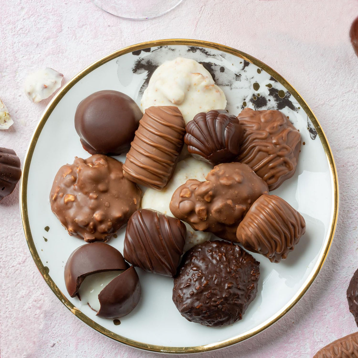 BONNIE AND POP Mothers Day Chocolate Gift Basket – Pink Gift Tin with Belgian Truffles