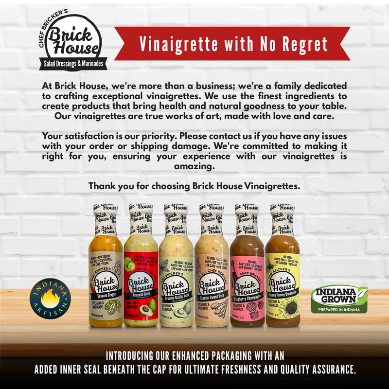 Brick House Classic Sweet Herb Vinaigrette Dressing & Marinade – 2 Pack, Low-Sodium, Keto-Friendly
