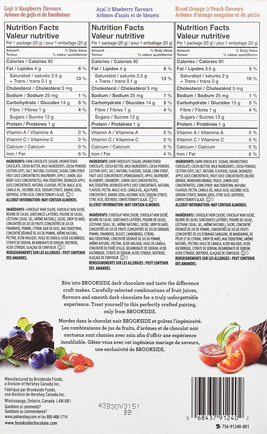 Brookside Dark Chocolate Covered Fruit – 40-Count Variety Pack (0.7 oz Each)