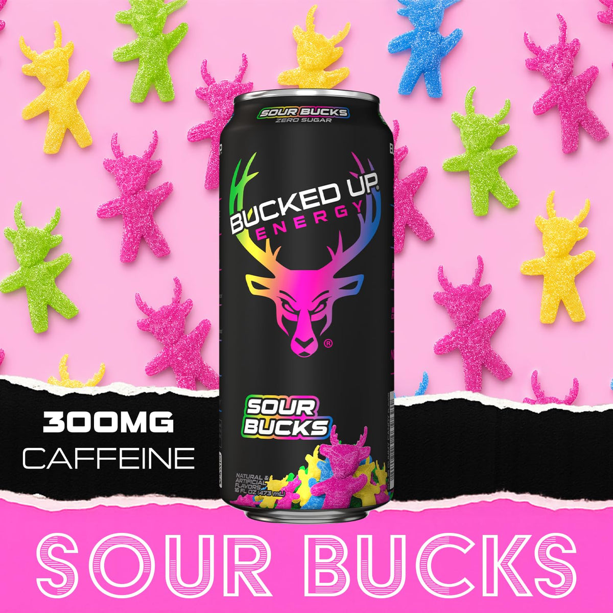 Bucked Up Sour Bucks 300mg Energy Drink – 12 CT (Sugar-Free, Ready-to-Drink)