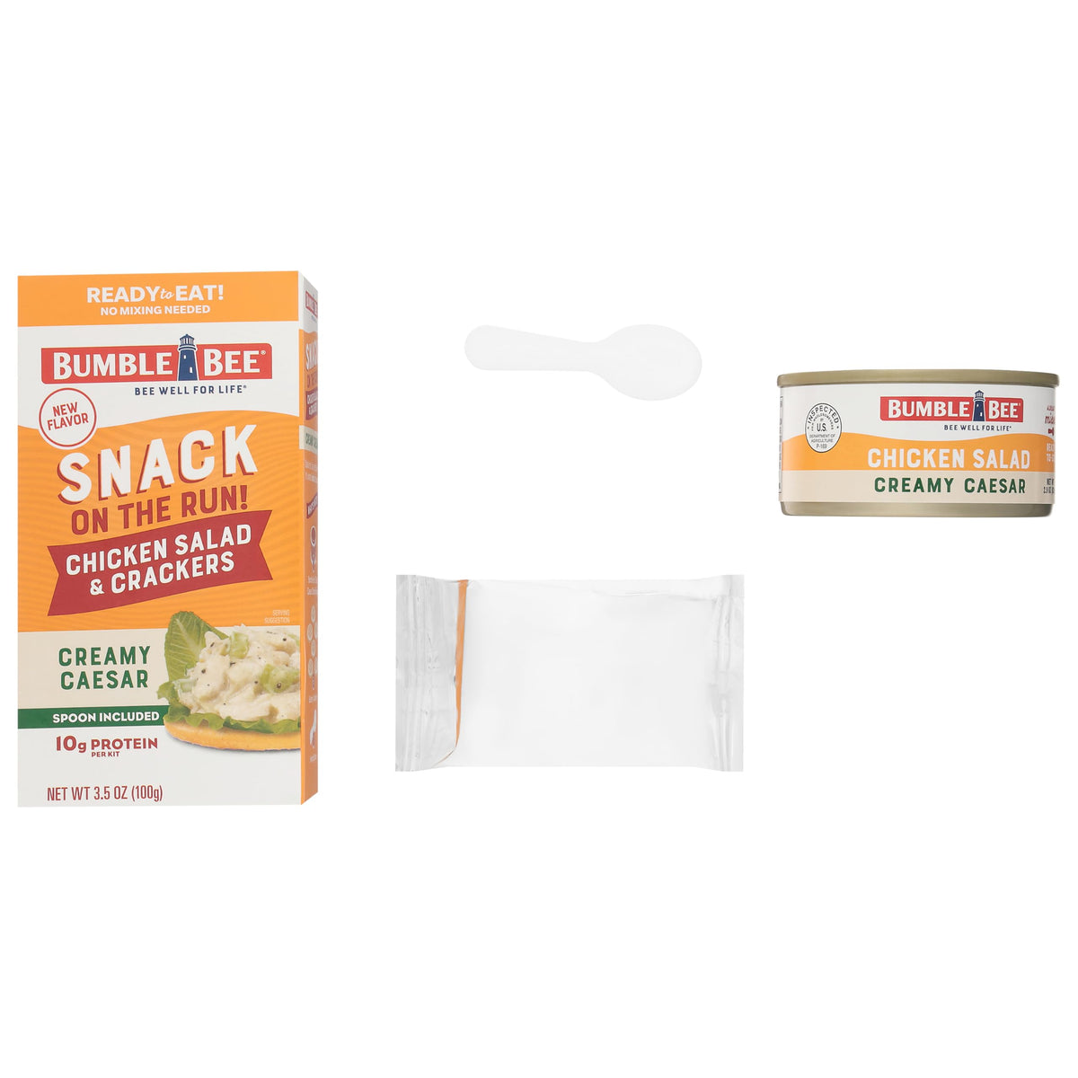Bumble Bee Snack On The Run! Creamy Caesar Chicken Salad with Crackers – 10g Protein per Box (12 Pack)
