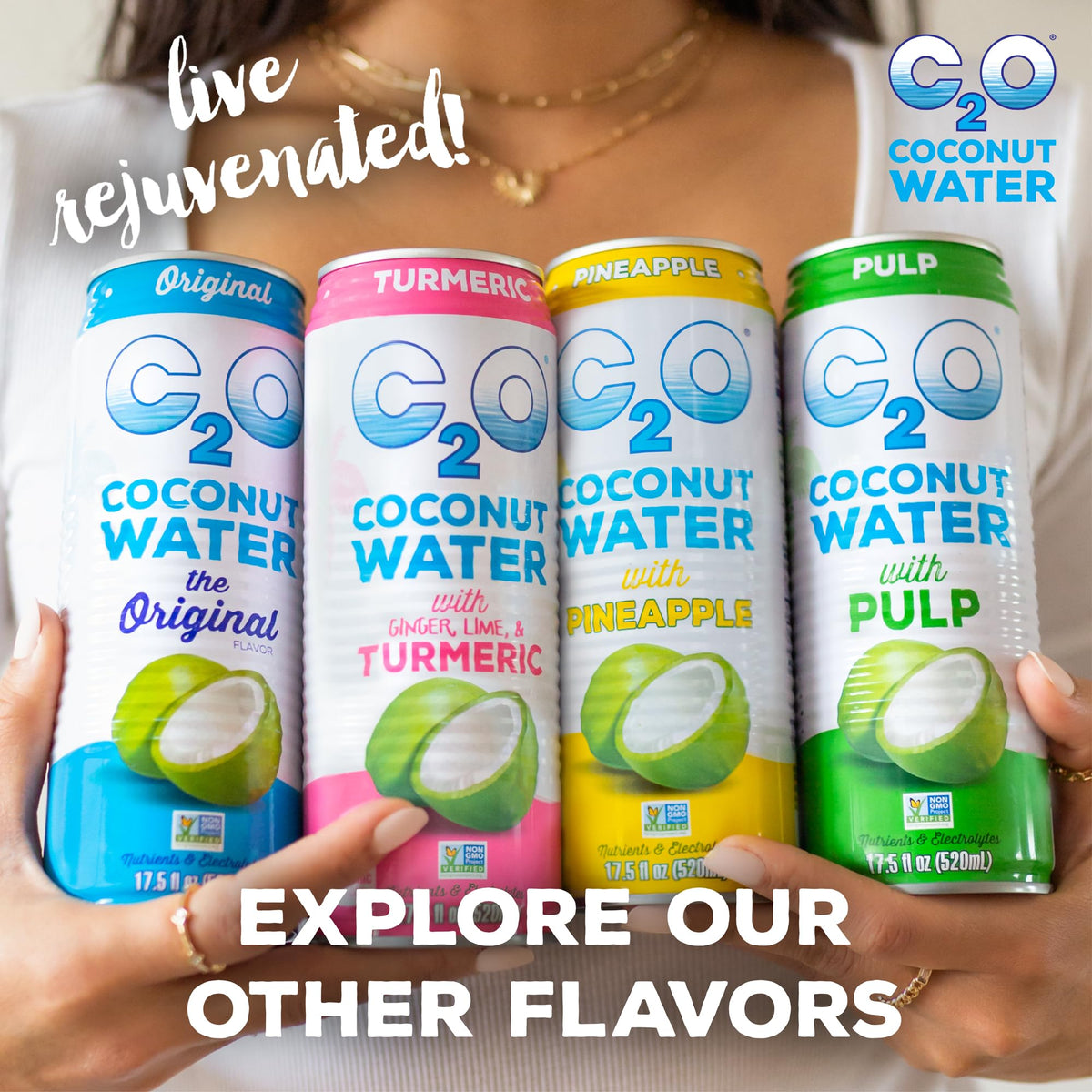C2O Coconut Water with Ginger, Lime & Turmeric (12 Pack)