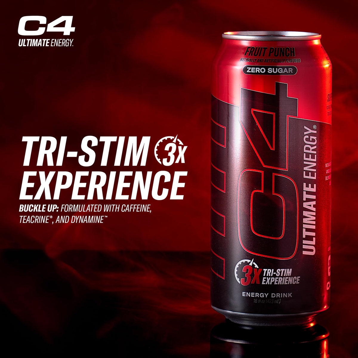 C4 Ultimate Zero Sugar Energy Drink Variety Pack – Tri‑Stim with 300mg Caffeine, TeaCrine & Dynamine (12 x 16oz)
