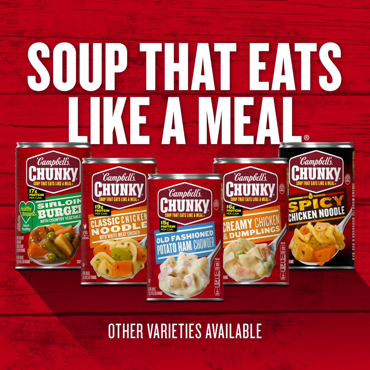 Campbell’s Chunky Beef Soup with Country Vegetables – 18.8 oz Can, 12-Count Pack | Hearty Protein