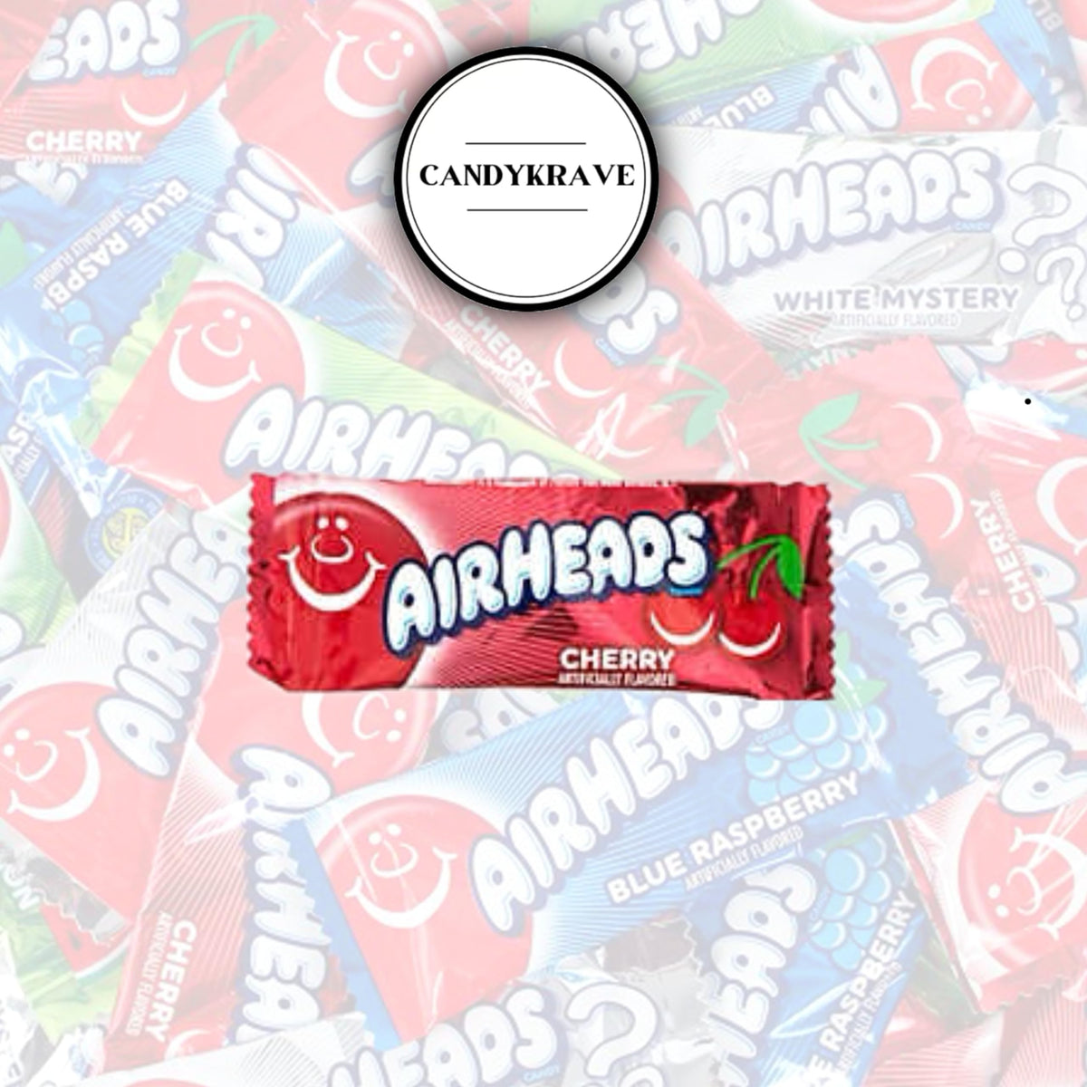 AirHeads Candy Mini Bars Cherry Flavor – 80 Pieces Bulk Bag | Gluten Free, Individually Wrapped | CandyKrave