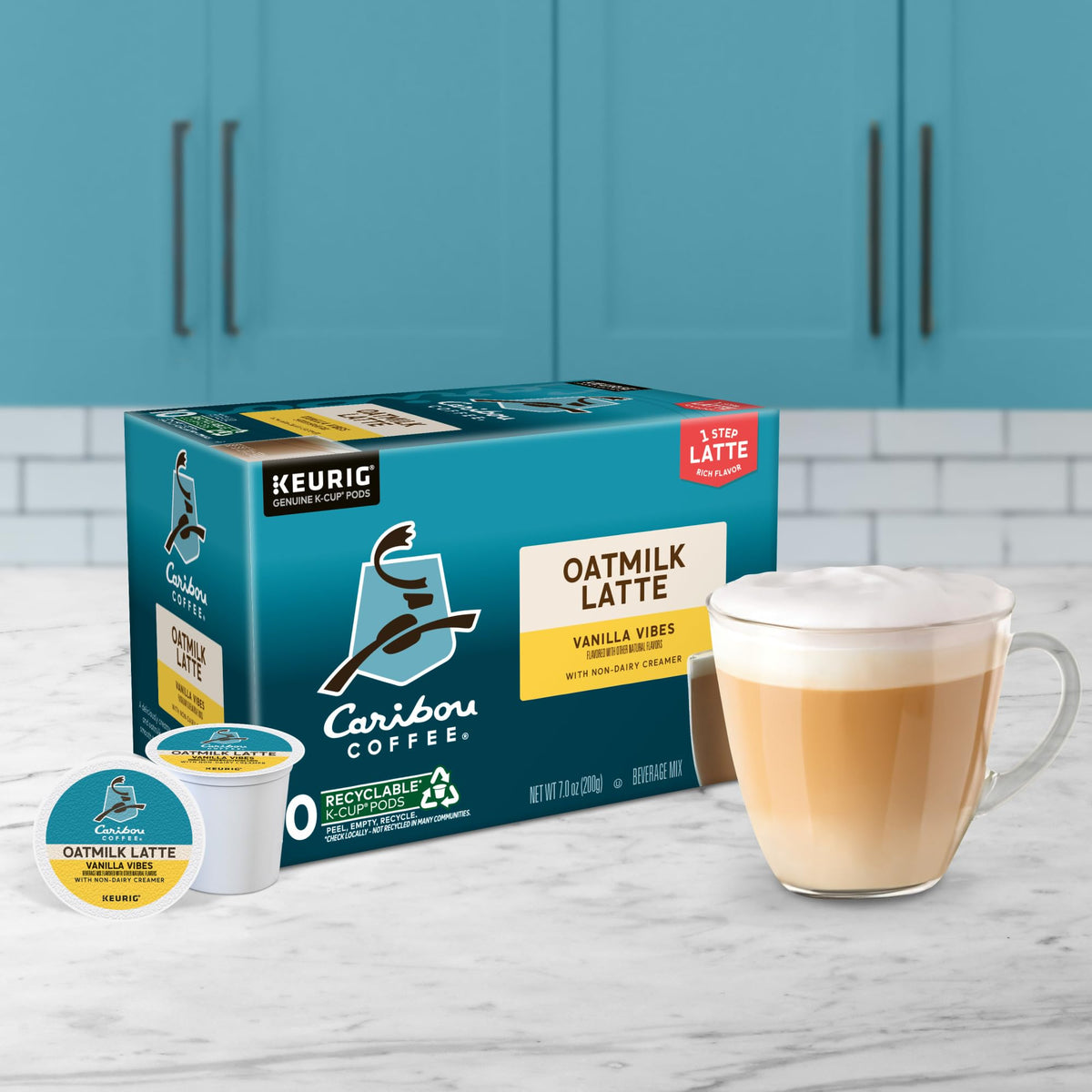 Caribou Coffee Vanilla Vibes Oatmilk Latte K-Cup Pods | One Step Latte, Keurig Compatible, 60 Count (6 x 10)