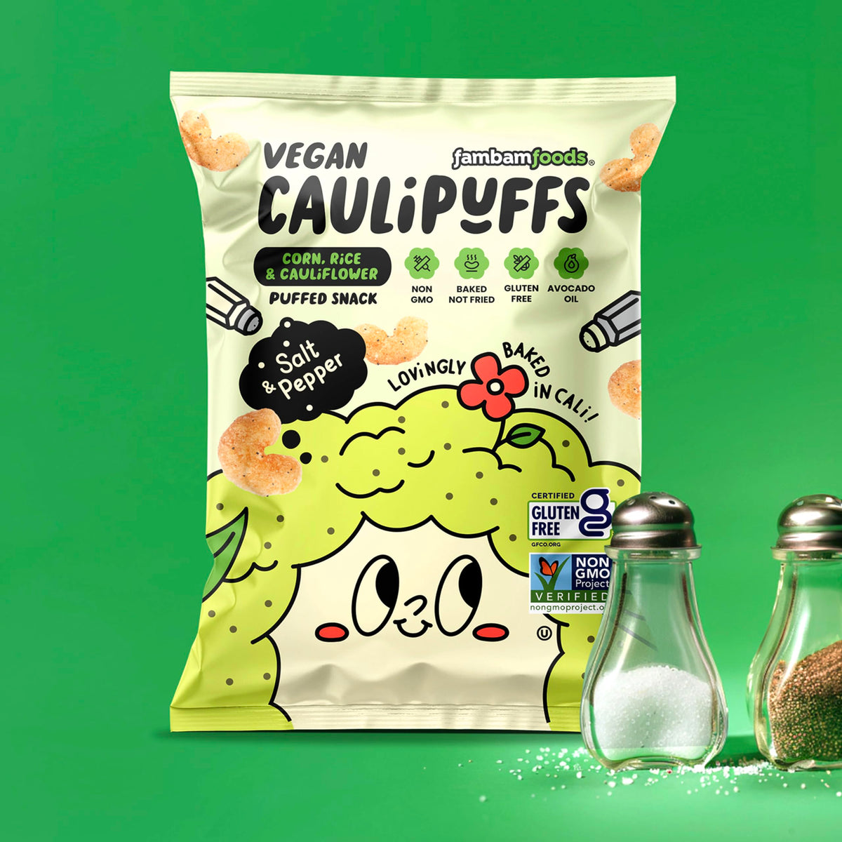 CauliPuffs Gluten Free Puffed Snack – Vegan Salt & Pepper, 15 x 0.75oz Bags | Caulipuffs