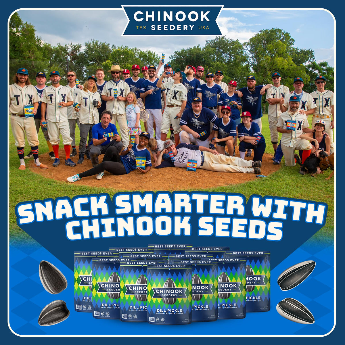 Chinook Seedery Dill Pickle Sunflower Seeds — Jumbo, Low Sodium, Keto Snack (4 oz, 12-Pack)