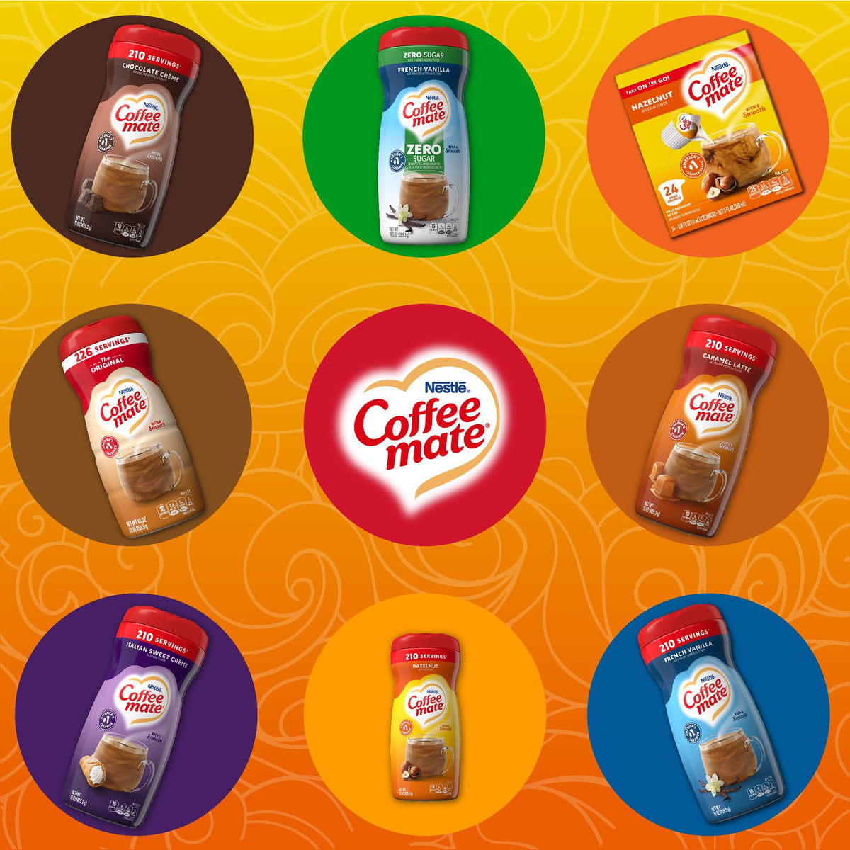 Coffee-mate Hazelnut Powdered Coffee Creamer – 15 oz Canister (Pack of 6) | Non-Dairy, Gluten-Free