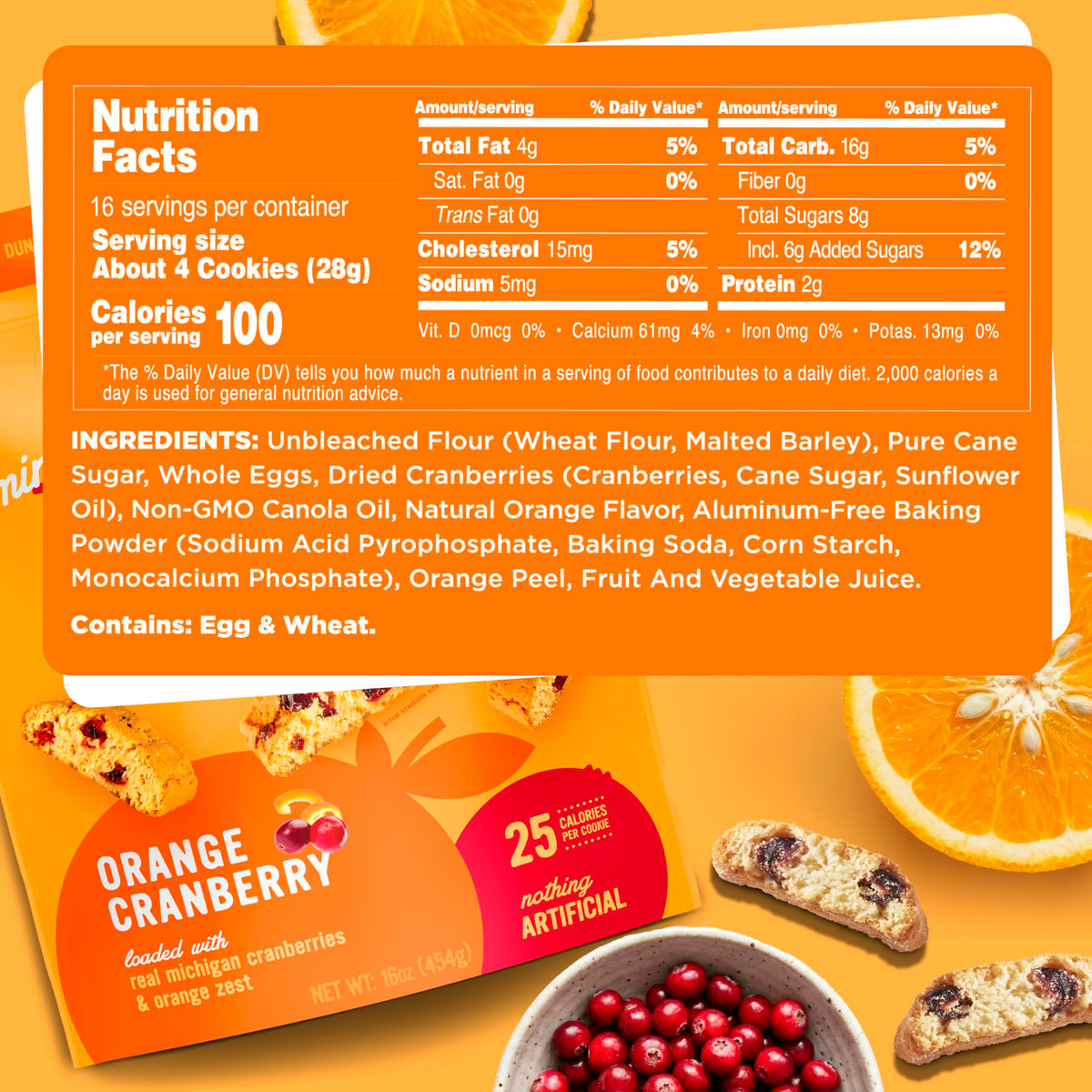 Cooper Street Twice-Baked Orange Cranberry Biscotti – 2 x 16 oz, Real Fruit, Dairy, Peanut & Soy Free
