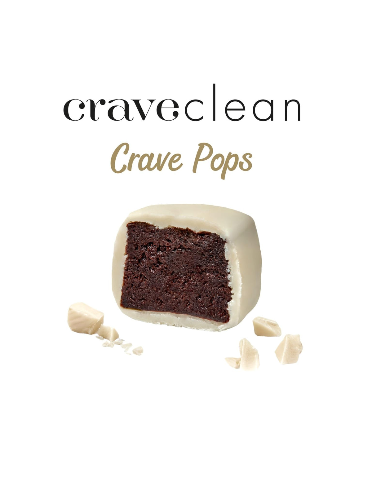 CRAVECLEAN White Chocolate Brownie Pops – Full Case | Gluten-Free, 10g Protein, Low Sugar