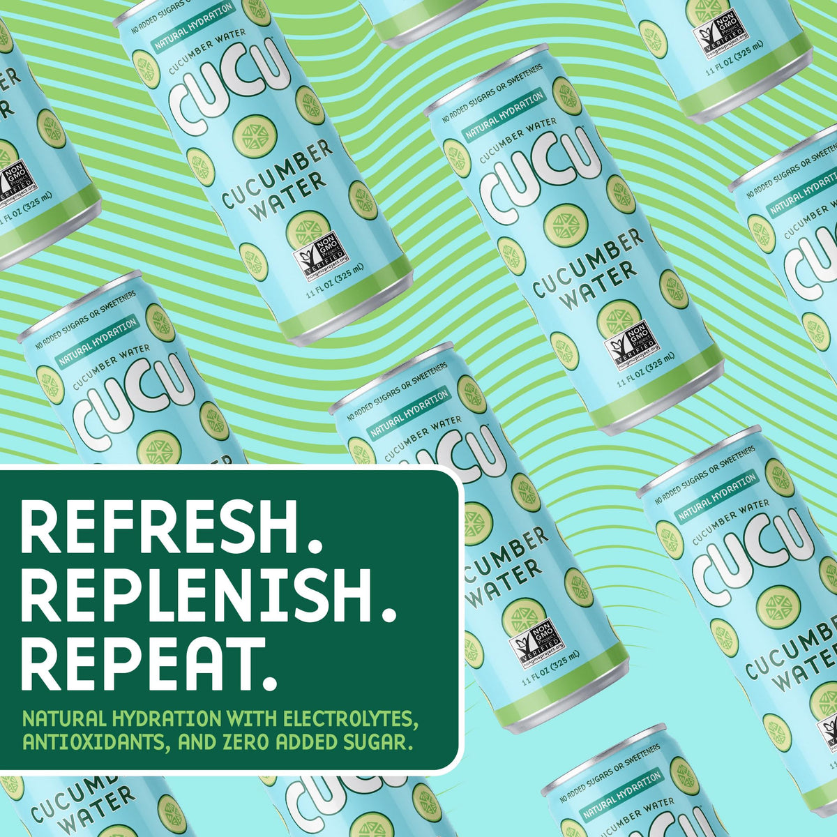 CUCU Pressed Cucumber Water – Real Juice from Fresh Cucumbers, Vitamin C & Electrolytes – No Sugar Added, Non-GMO – 11 oz Can, 12-Pack