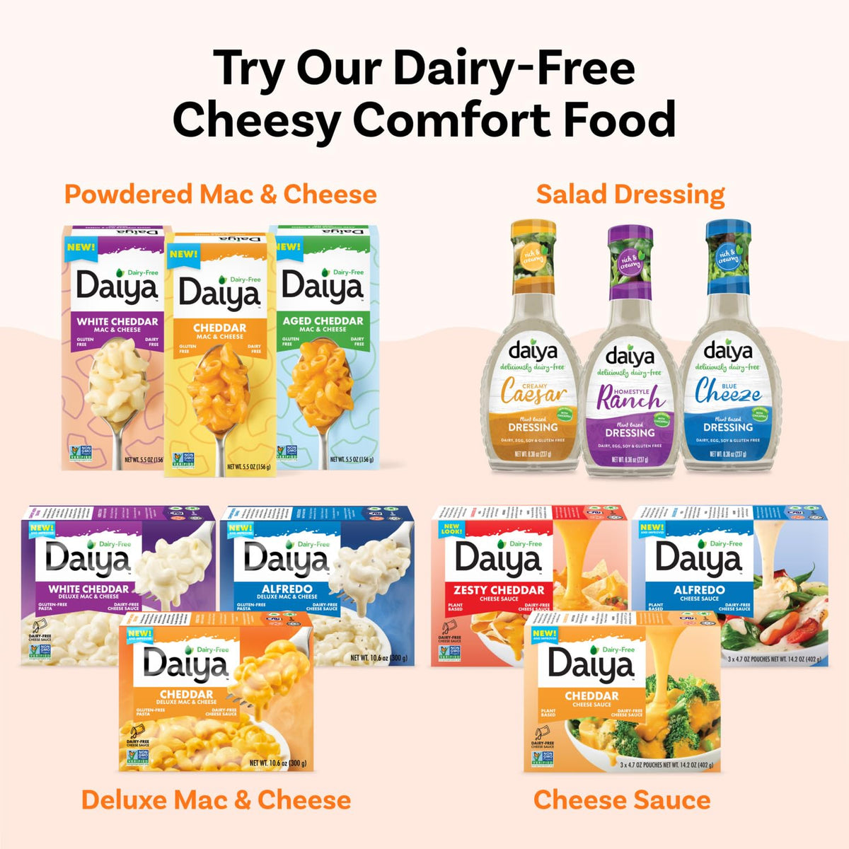 Daiya Dairy Free Cheddar Cheese Sauce – Plant-Based Creamy & Cheesy (14.2 oz Pack of 8)