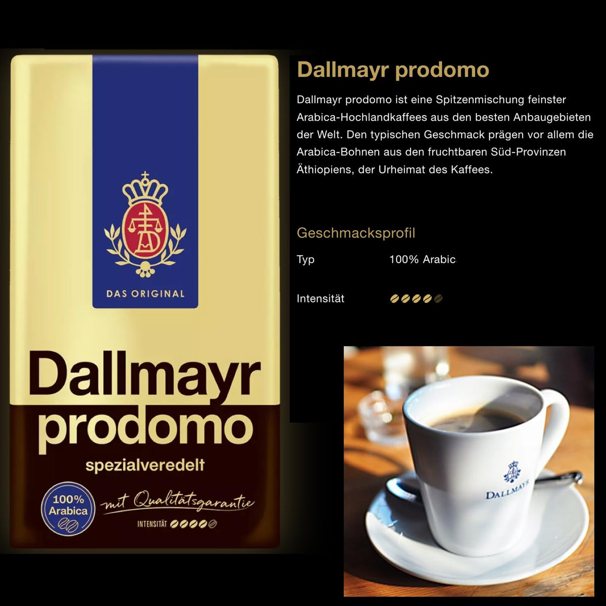 Dallmayr Prodomo Ground Coffee – Premium Arabica Blend, Pack of 2