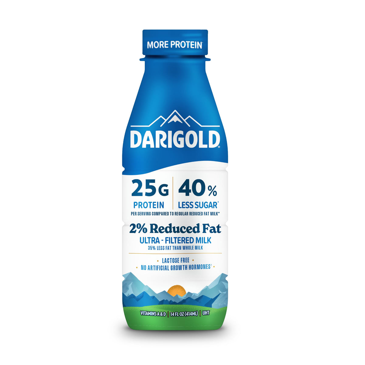 Darigold FIT High Protein Milk 2% Ultra-Filtered Lactose Free - 14g Protein Per Serving, 40% Less Sugar, 14oz Bottles (12 Pack)