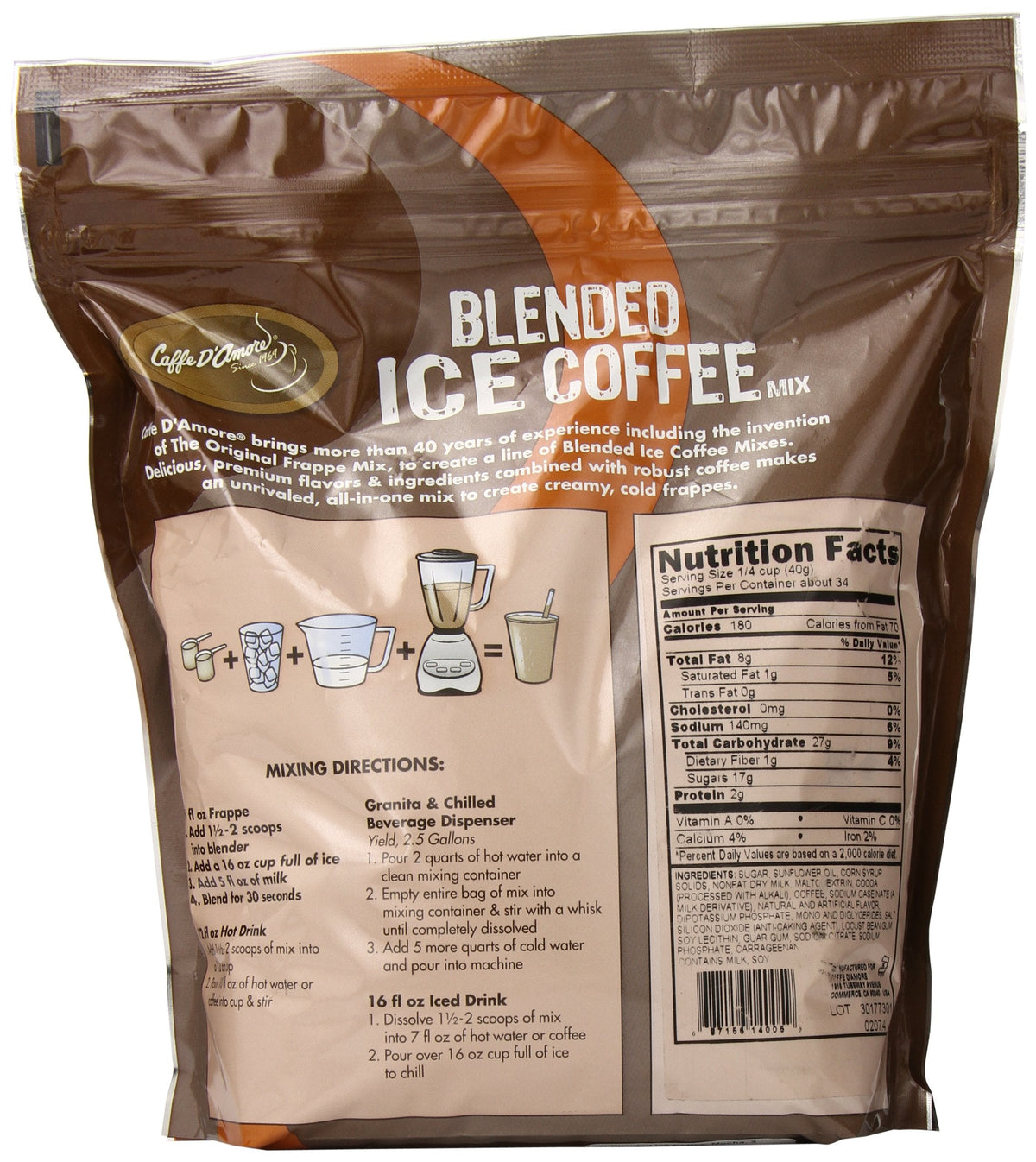 DaVinci Gourmet Mocha Blended Iced Coffee Mix – 3 Pound (Pack of 1)
