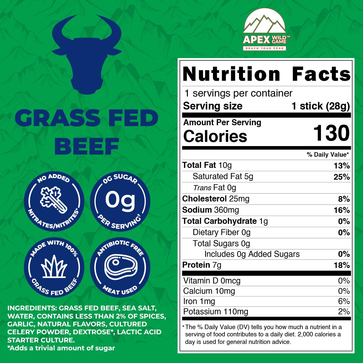 Deli Direct Apex Grass-Fed Beef Jerky Sticks – Gluten Free, Keto, Paleo | 1oz x12