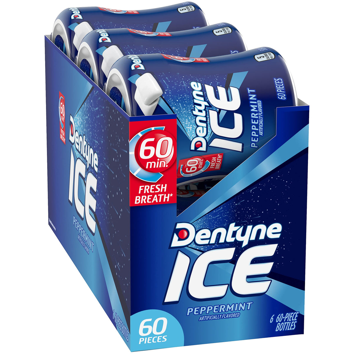 Dentyne Ice Peppermint Sugar-Free Gum — 6 Bottles of 60 Pieces (360 Total Pieces)