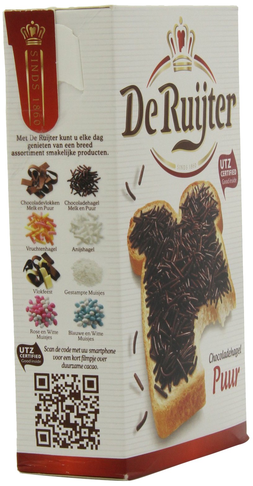 De Ruijter Deruyter Chocoadehagel Puur – Dark Chocolate Sprinkles, 14oz Boxes (Pack of 3)