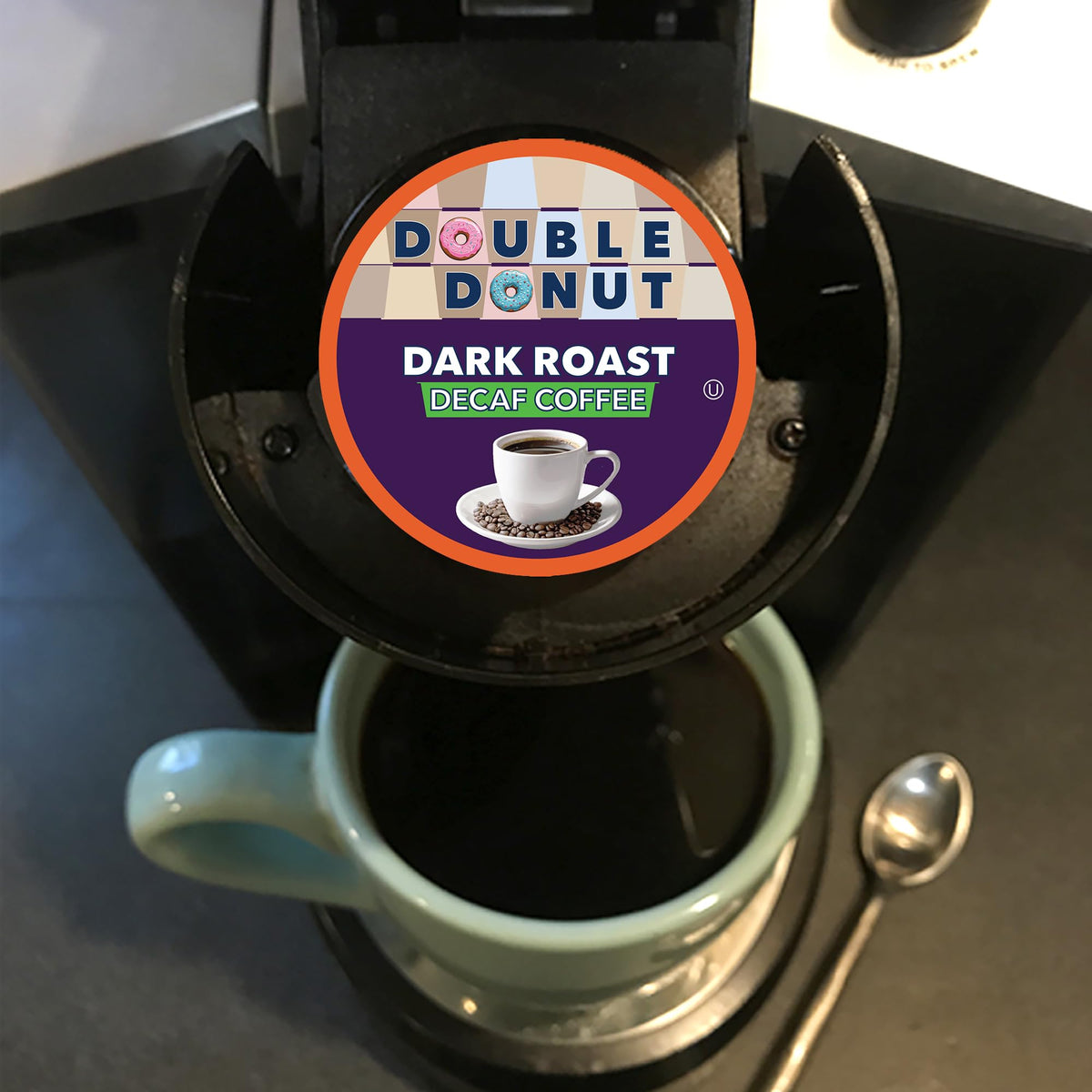 Double Donut Coffee Decaf Dark Roast Pods — Extra Bold, Keurig-Compatible, 80 Count