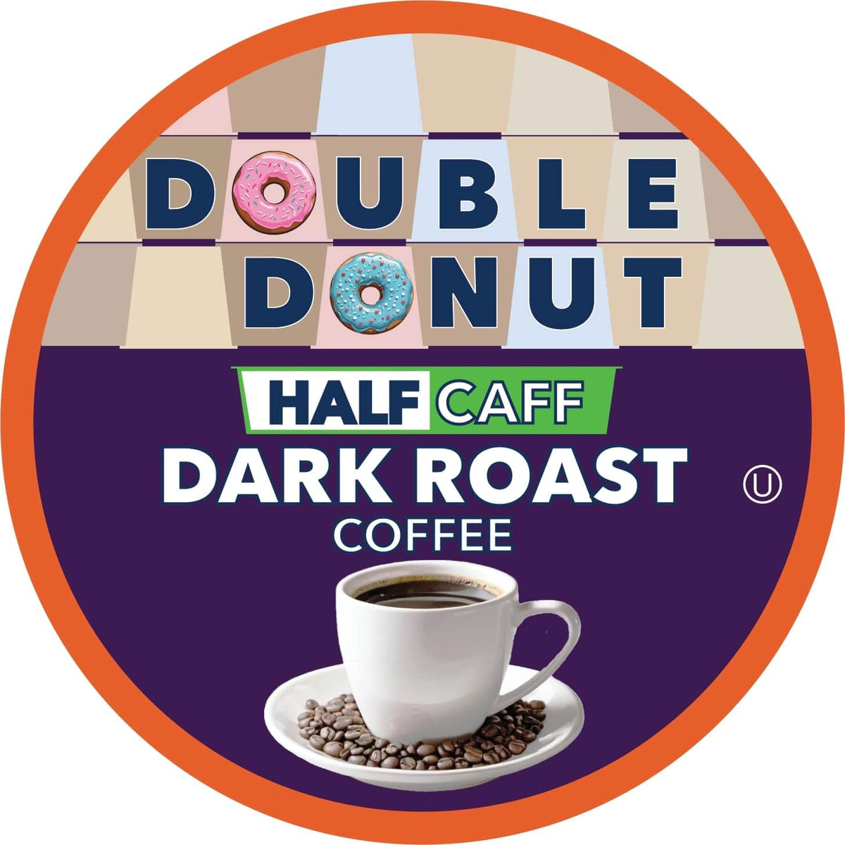 Double Donut Coffee Half Caff Dark Roast Pods - 72 ct | Keurig K-Cup Compatible