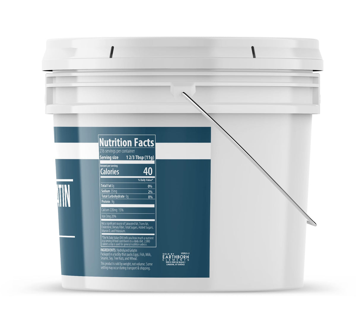 Earthborn Elements Beef Gelatin Powder – 1 Gallon Bucket | Natural Thickener