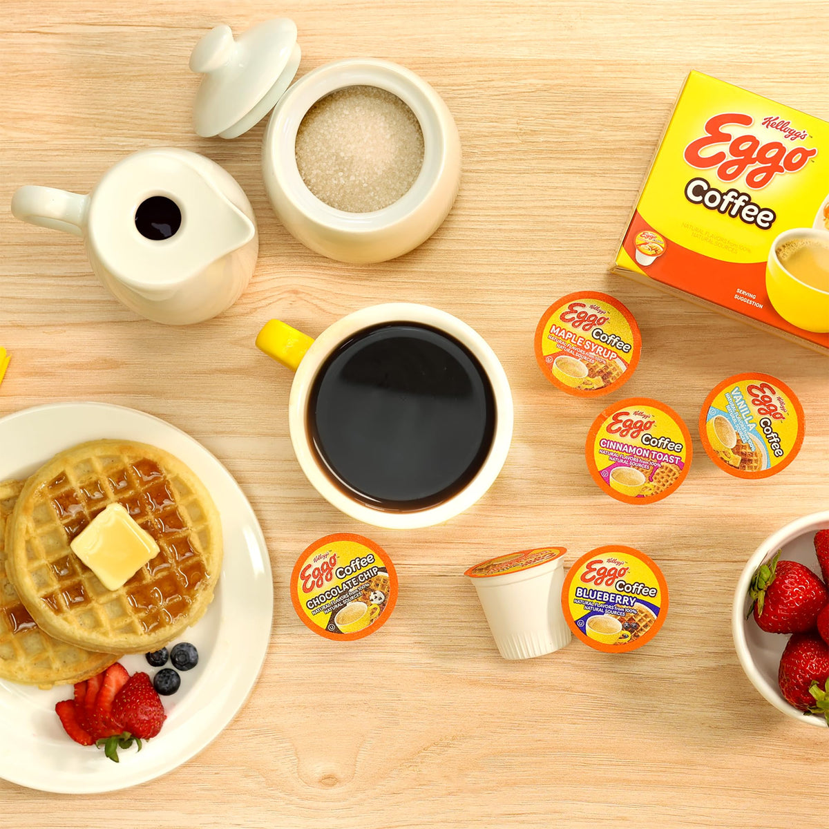 Eggo Beverages Blueberry Waffle Flavored Coffee Pods – Keurig K-Cup, Fair Trade Certified, 40 Count