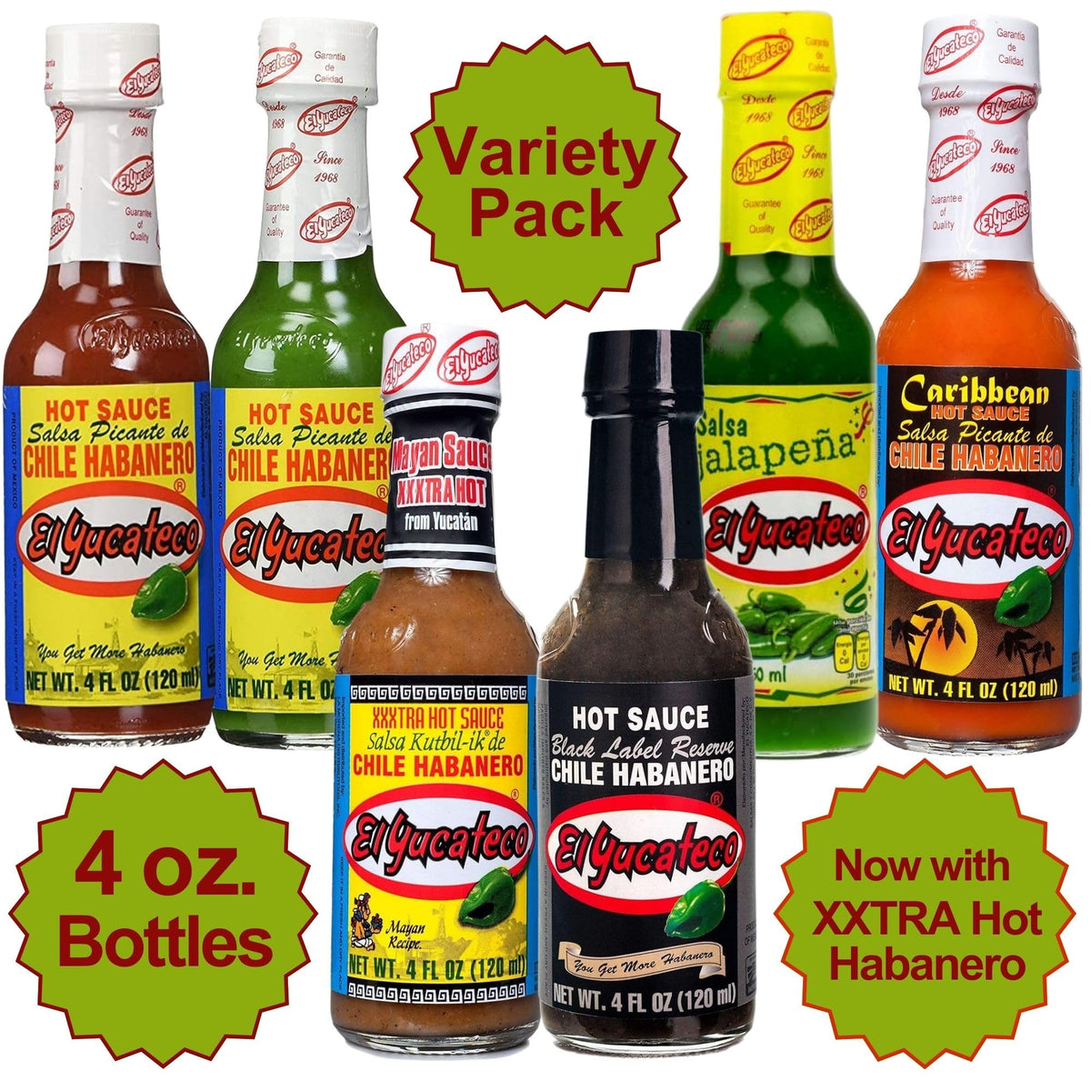 El Yucateco 6 Flavor Hot Sauce Variety Pack | 4 oz & 5 oz Bottles