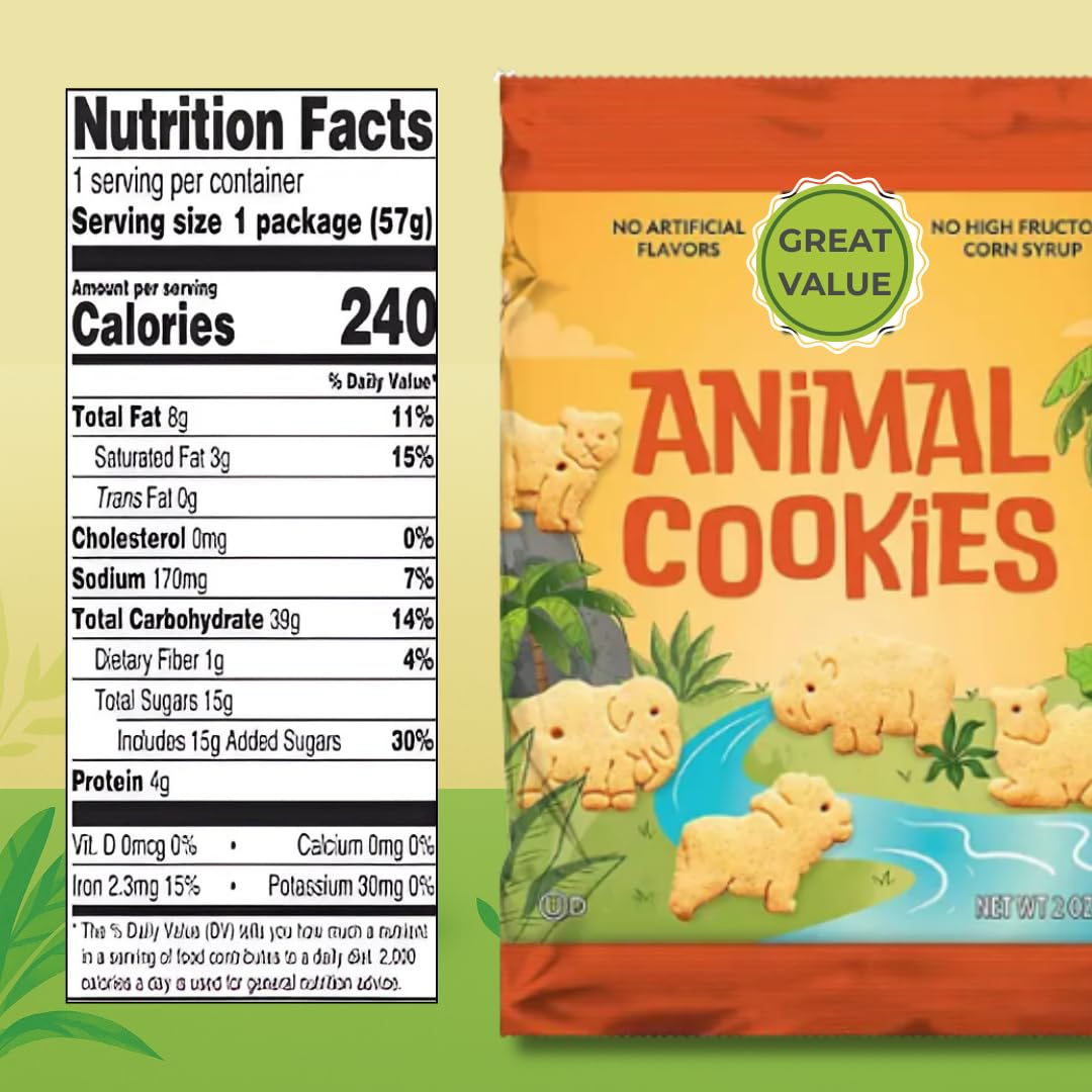 ELI&VAL Classic Animal Crackers – 36 Bulk 2 oz Snack Packs for Lunches & Parties