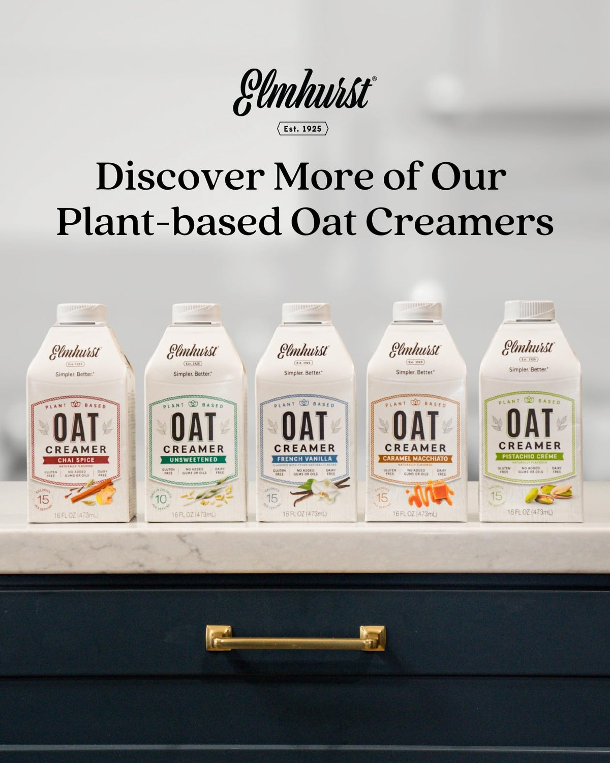 Elmhurst 1925 Brown Sugar Oat Creamer - Dairy-Free, Low Sugar, Shelf-Stable (Pack of 6)