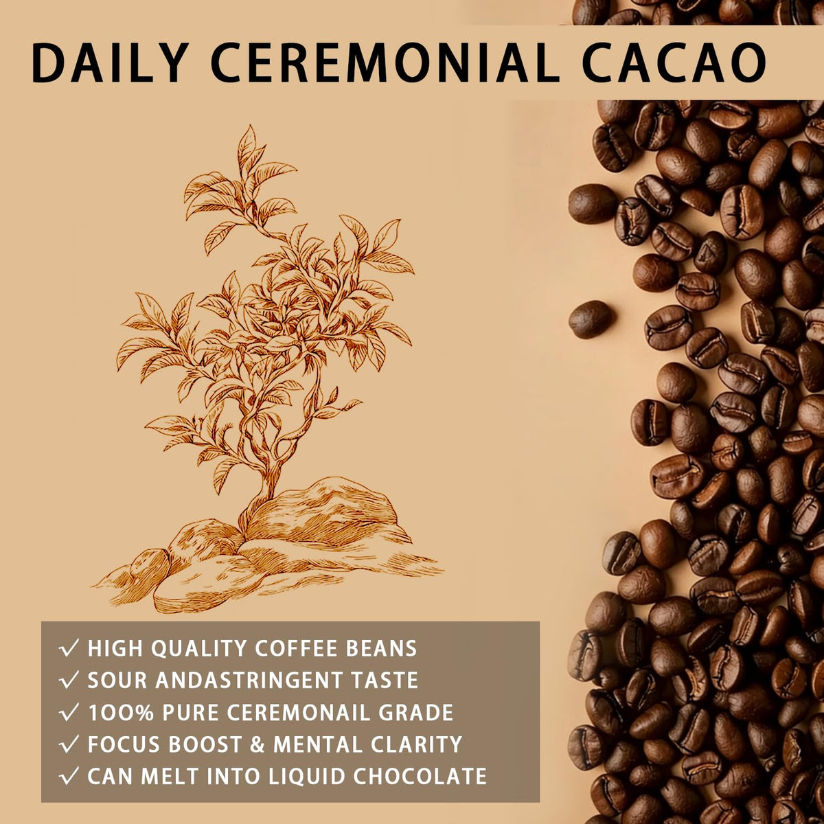 Elunara Maia Ceremonial Cacao Powder — 100% Pure, Zero Sugar, 180g