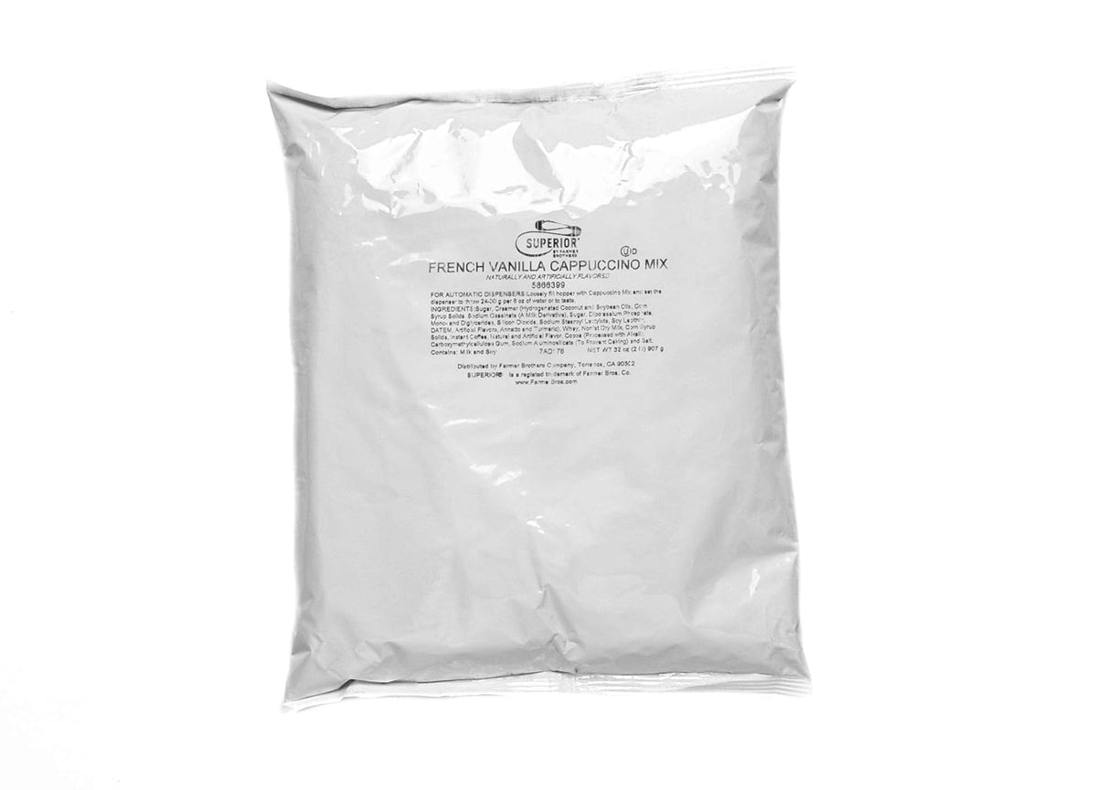Farmer Brothers Powdered Cappuccino Mix – French Vanilla Medium Roast, 6 x 2 lb Bags