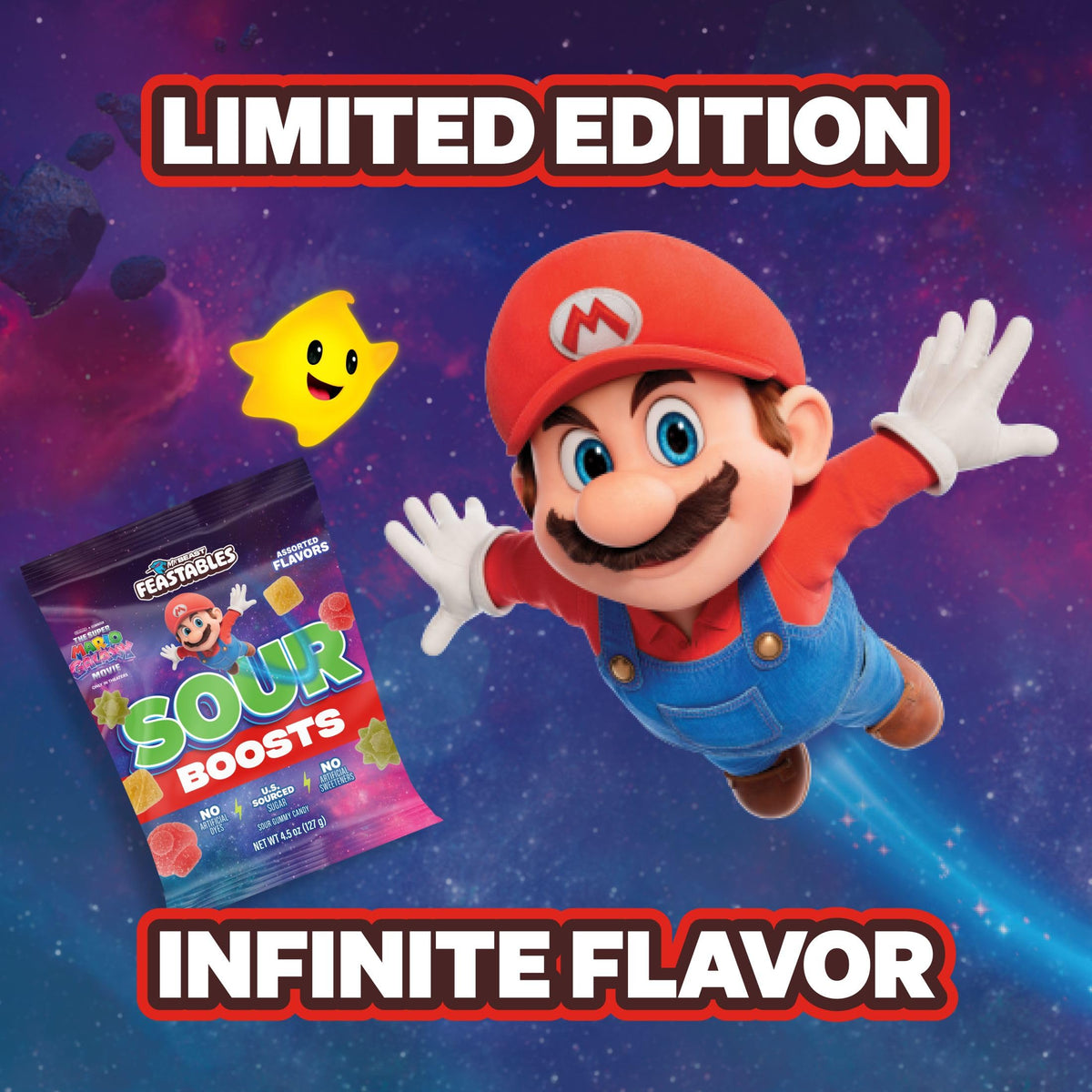 MrBeast Feastables Sour Boosts Gummy Candy – Galaxy Movie Limited Edition, 4.5oz (12 Count)