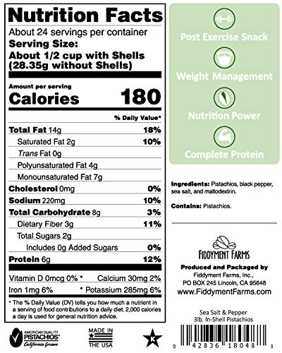Fiddyment Farms Sea Salt & Pepper In-Shell Pistachios — 3 lb Bag | Gourmet California Pistachios