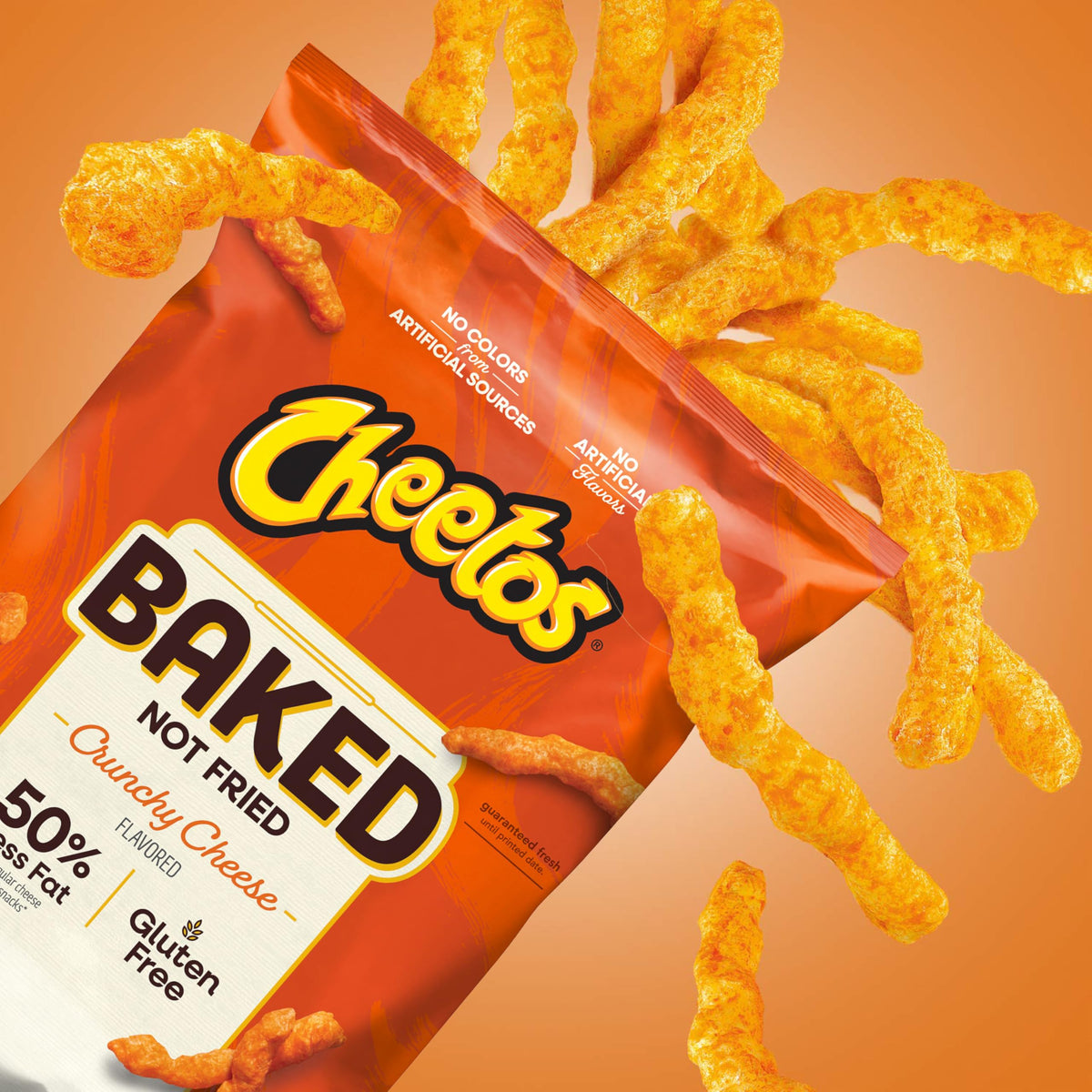 Frito-Lay Baked Cheetos Crunchy Cheese Snacks — 40 Pack, 0.875 oz Each, 50% Less Fat, Gluten Free