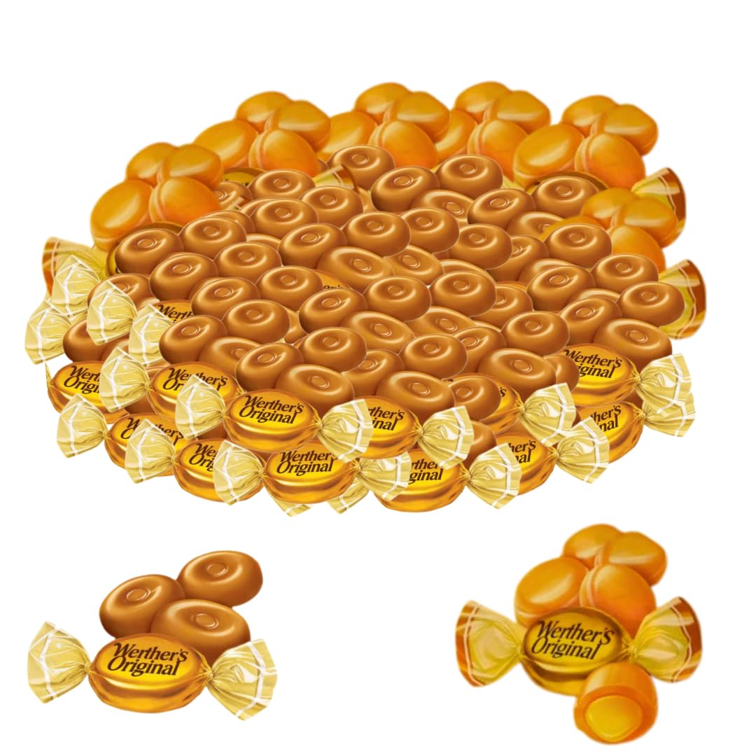 GEEOOLLAH Werther’s Original 2 lb Caramel Mix – Hard, Creamy Filled & Chewy Candies, Individually Wrapped