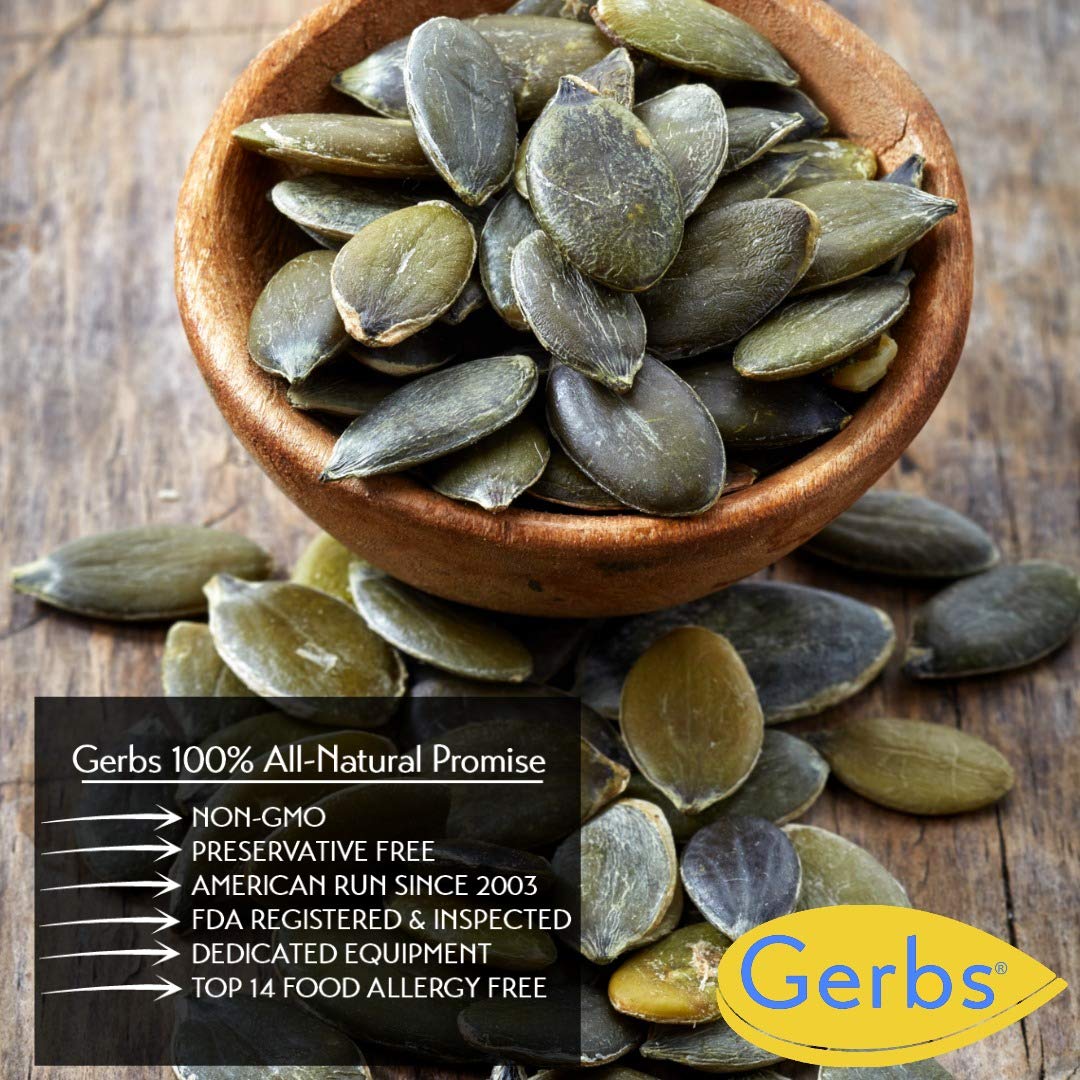 GERBS Raw Pumpkin Seed Kernels 4 LBS – Top 14 Allergen-Free, Canada-Grown, Packed in US