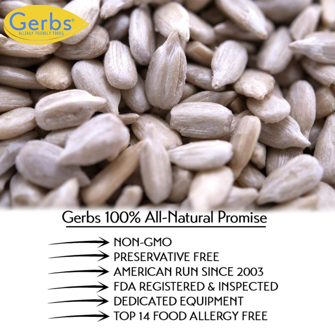 Gerbs Raw Sunflower Seed Kernels, 4 lb – Allergen-Free, Resealable Bag, Mild & Crunchy