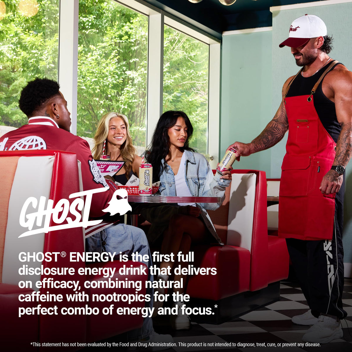 GHOST Energy Drink Raspberry Cream – 16oz Cans (12-Pack) – 200mg Caffeine, L-Carnitine & Taurine – Vegan & Gluten-Free