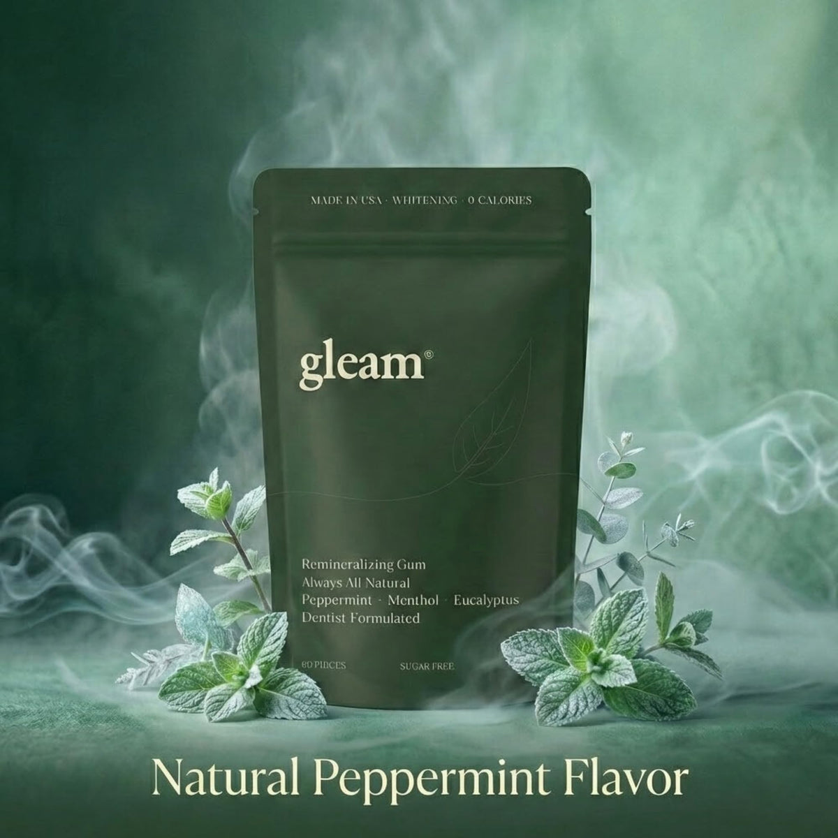 Remineralizing Gum with Nano Hydroxyapatite & Xylitol | Gleam Gum, 60 Pieces