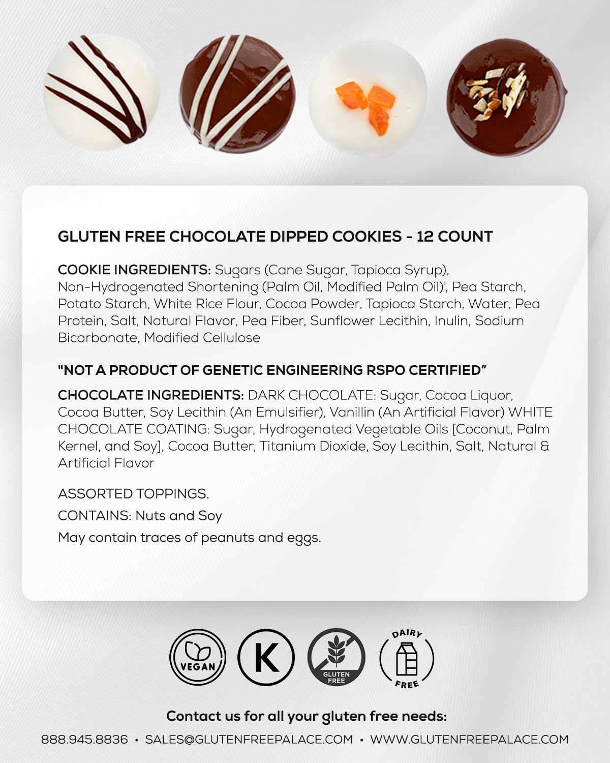 Gluten Free Palace Cookie Gift Basket – Deluxe 12-Count Gluten Free, Kosher & Vegan Cookies