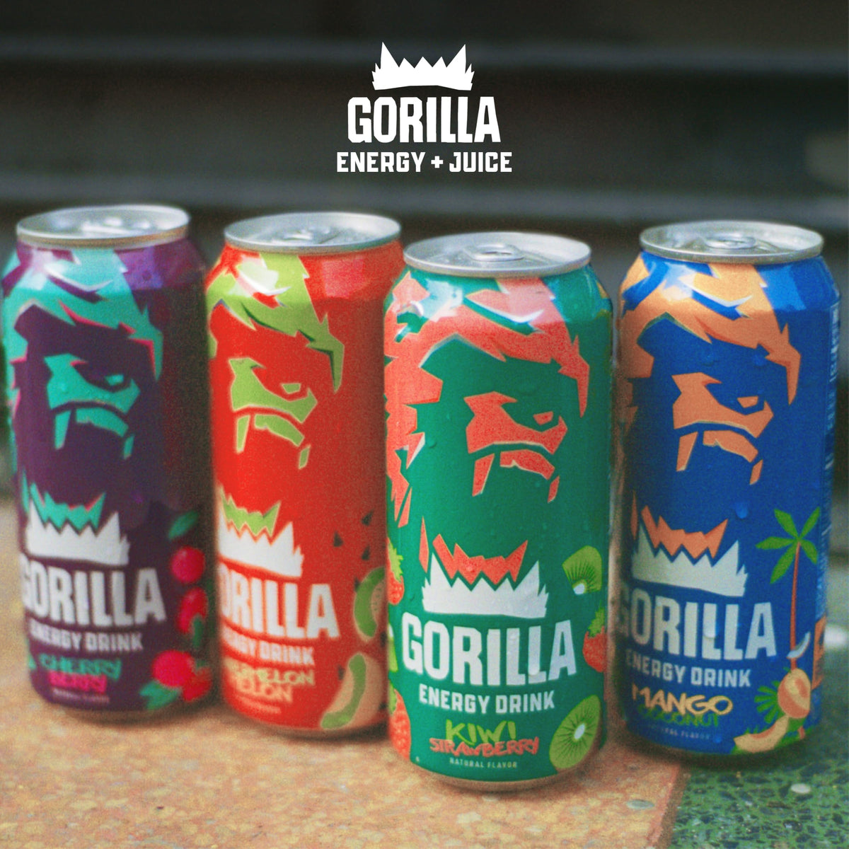 Gorilla Energy Drink Mango Coconut – 200mg Natural Caffeine, Real Fruit Juice, No Added Sugar (12 Pack)