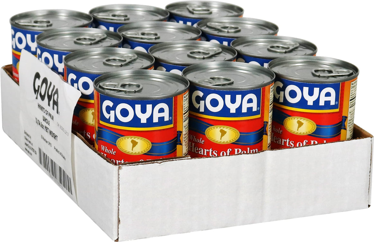 Goya Hearts of Palm (Palmitos), 14.1 oz — Pack of 12 | Fat-Free & Ready to Eat