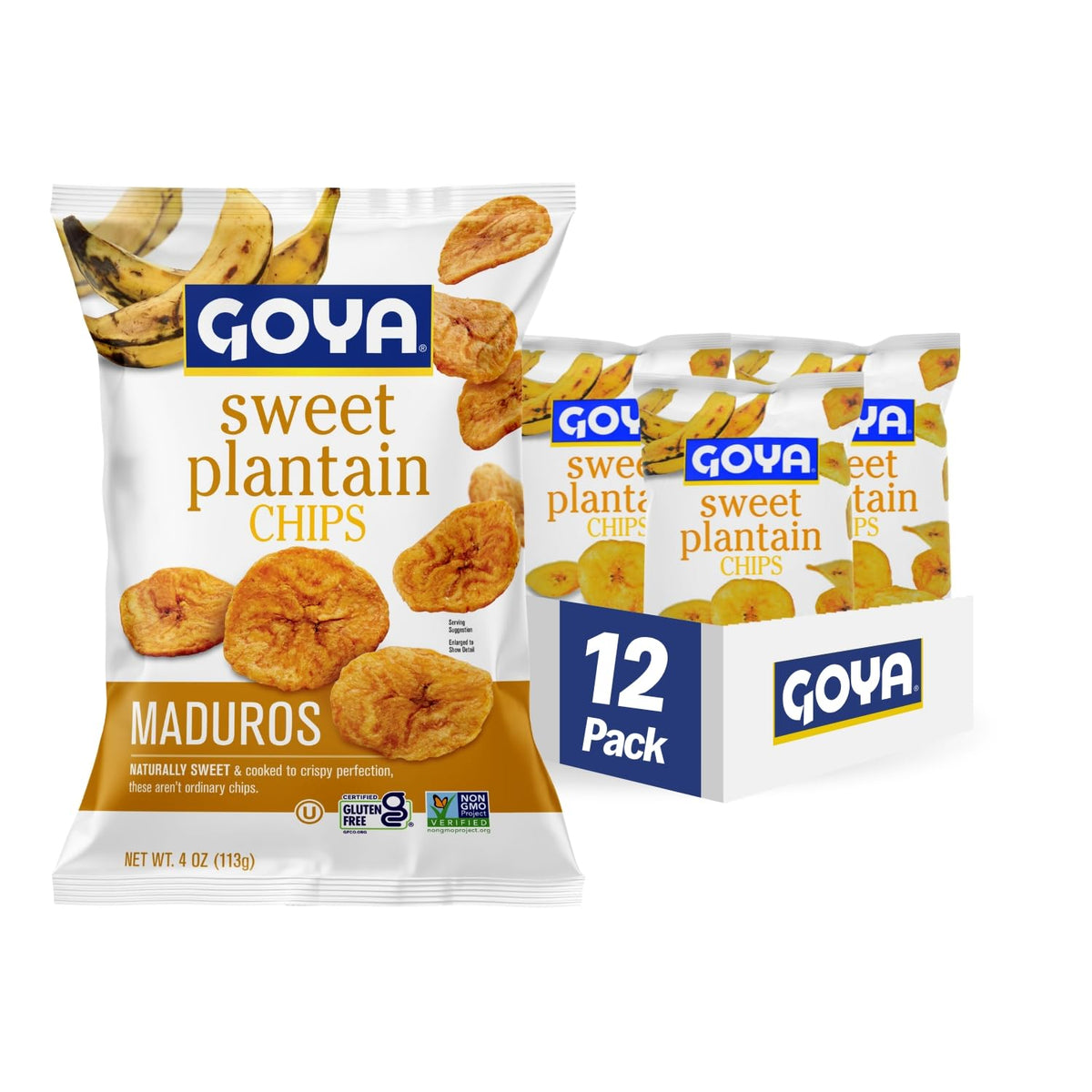 Goya Sweet Plantain Chips – 4 oz Bags, Pack of 12 | Gluten Free Snack
