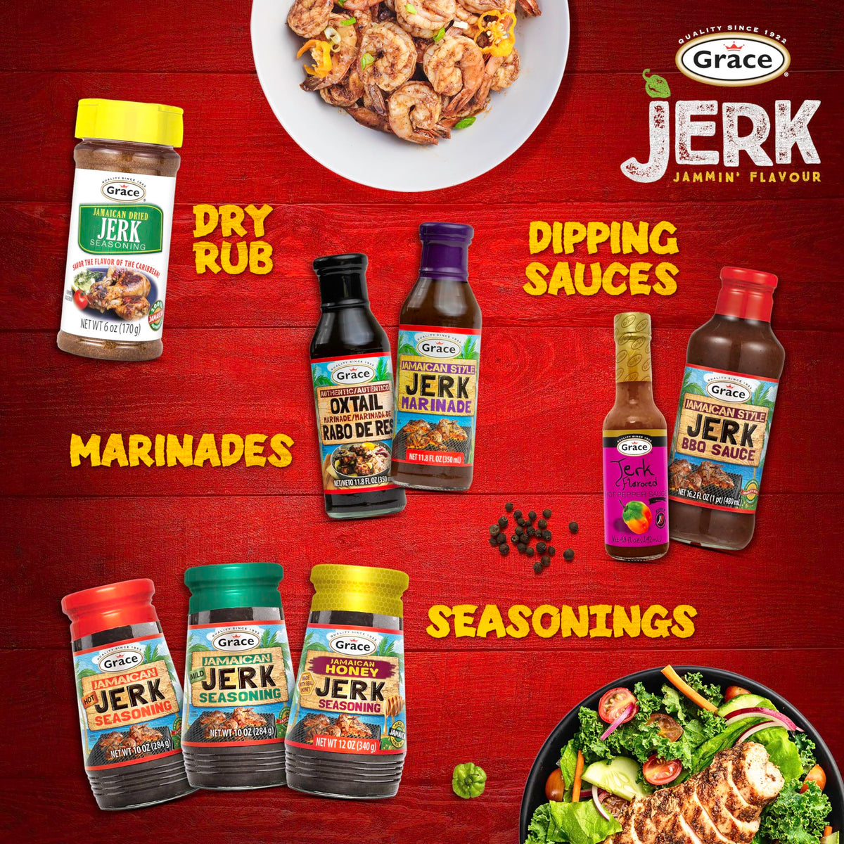 Grace Jamaican Jerk Seasoning Paste Variety Pack – Hot, Mild & Honey