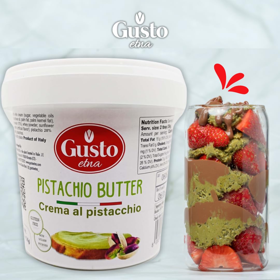 Gusto Etna Sweet Pistachio Butter Cream — 6.6 lb Bulk, 35% Pistachios