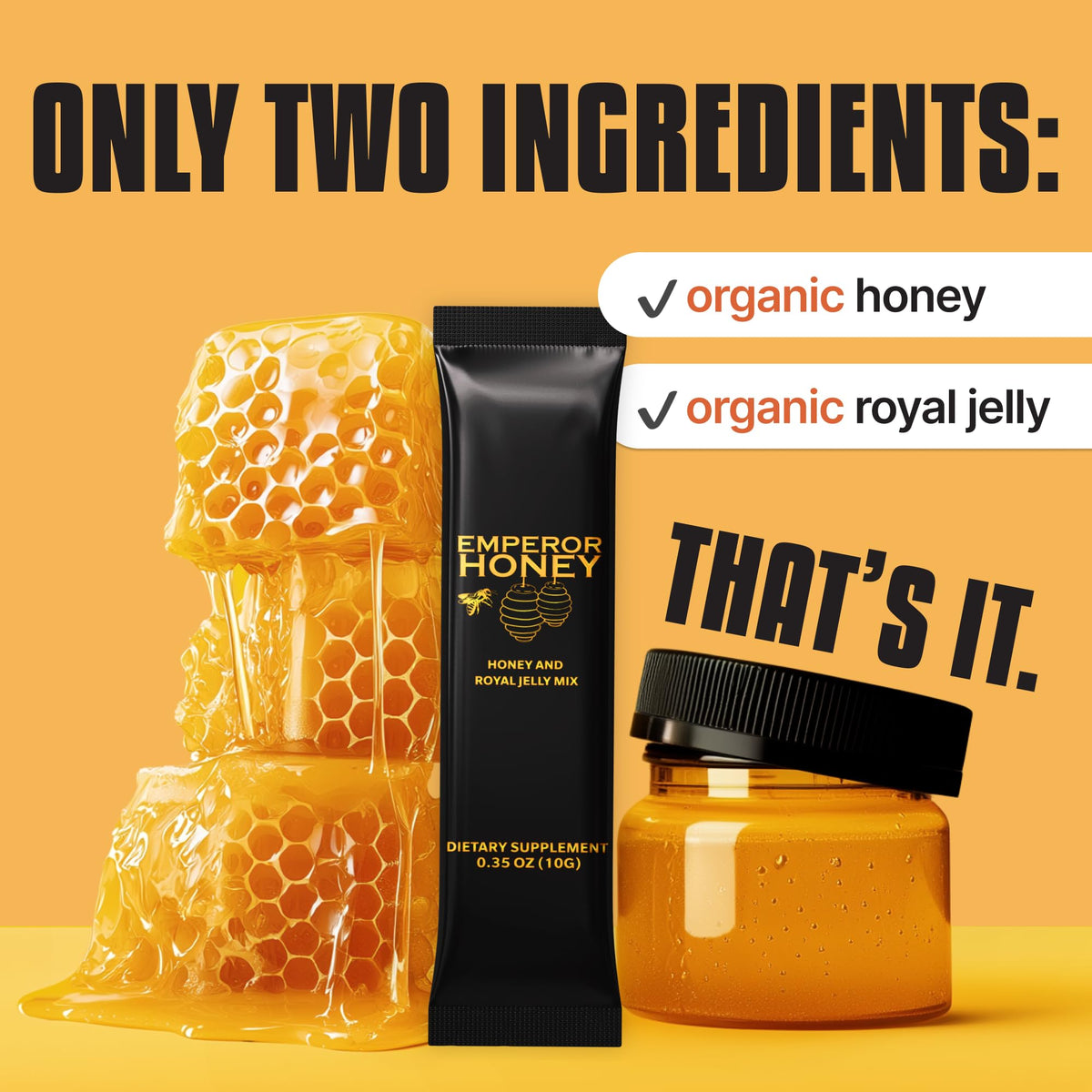 Halal Honey Extra Strength for Men – Raw Organic Honey with Royal Jelly & Bee Pollen | 24 Sachets